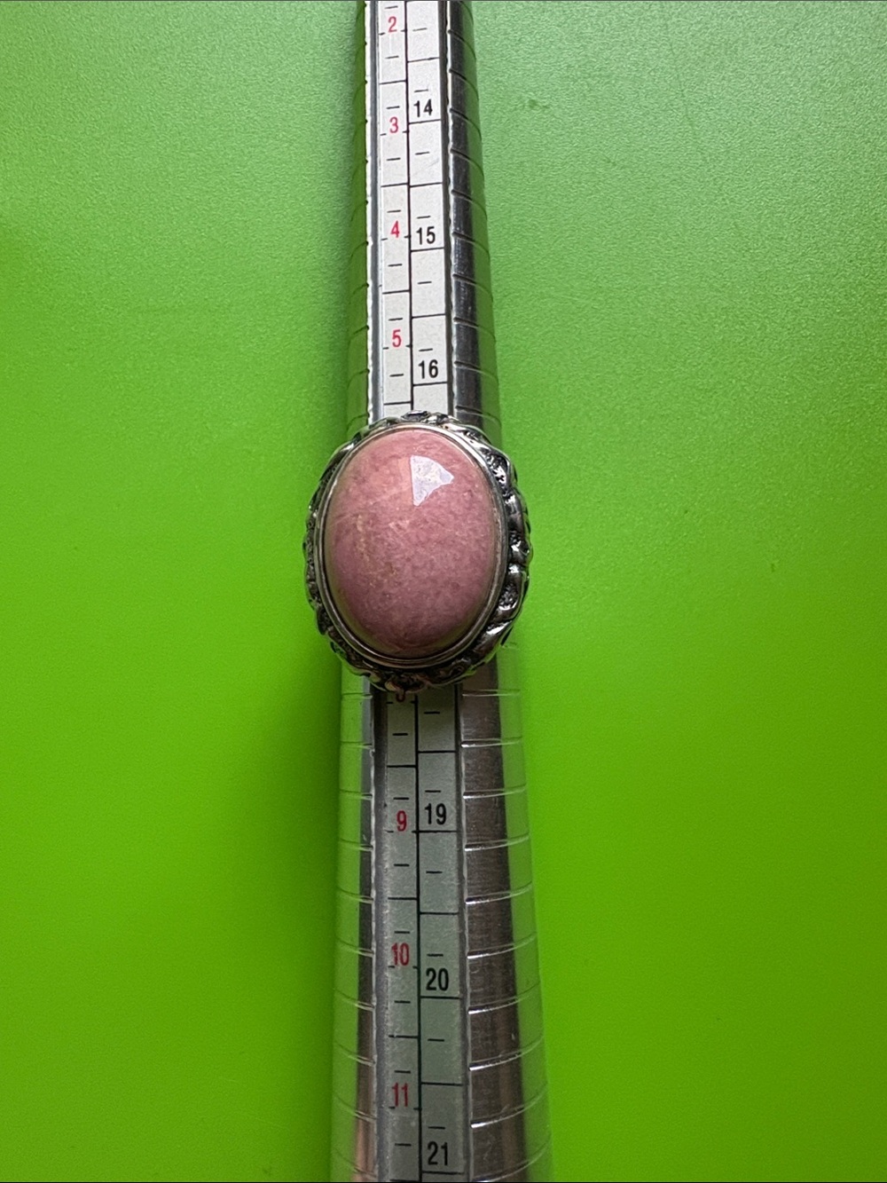 [Jean Lin] Sterling Silver and Pink Rhodonite Scroll-work Ring - Picture 9 of 9
